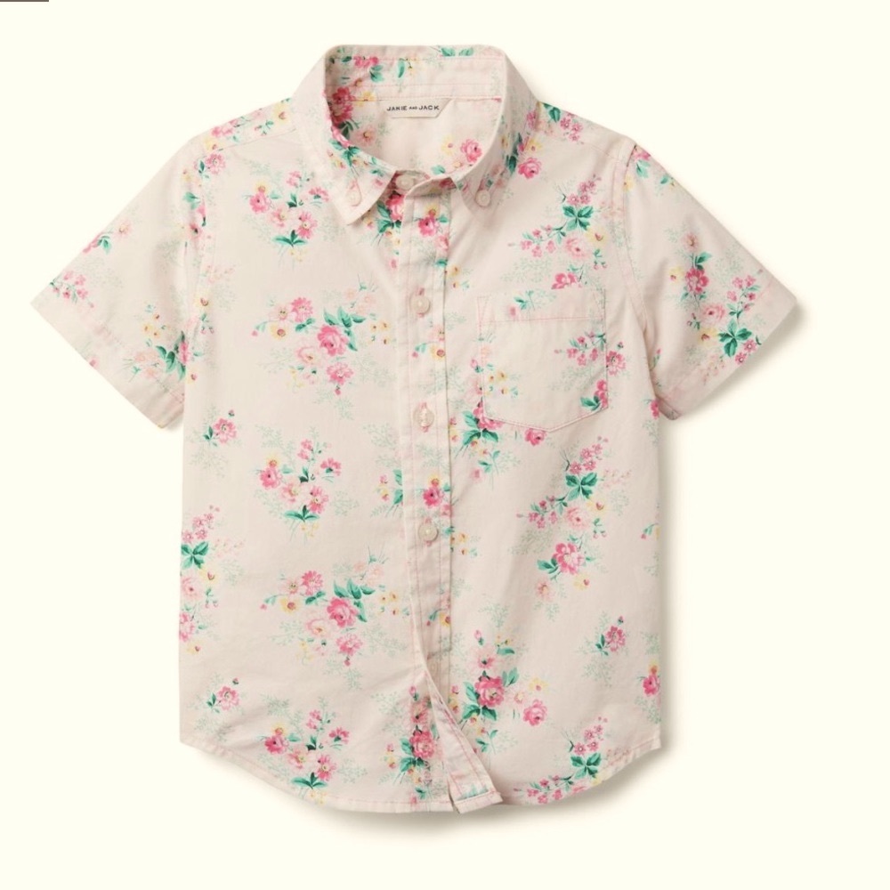 Janie & Jack Floral Poplin Shirt 100% Cotton-New with tags